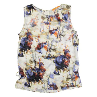 HUGO BOSS Womens Printed Vest Cream Sleeveless Silk Crazy Pattern UK 6