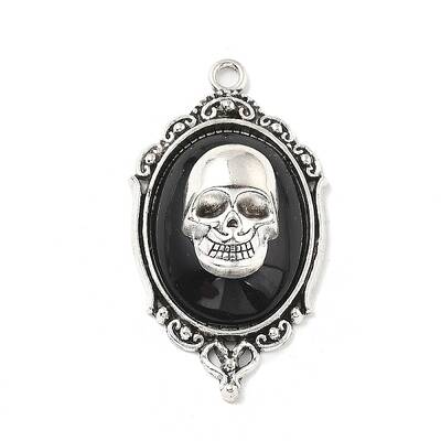 Gothic Style Oval with Skull Alloy Resin Pendants