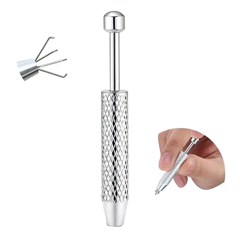Piercing Taper Ball Grabber Tool, Stainless Steel Flat Back Earrings Applicator Tool, Threadless Insertion Pin Thread Assista...