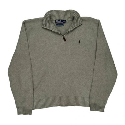 Polo By Ralph Lauren 1/4 Zip - XL Grey Cotton