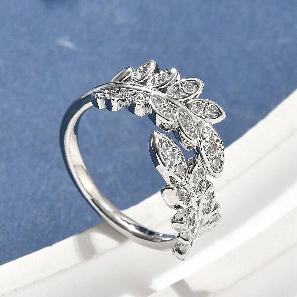 Brass Micro Pave Cubic Zirconia Cuff Rings for Women