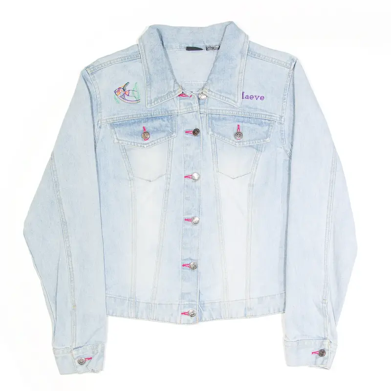 XHILARATION Embroidered Maeve Blue 90s Denim Jacket Womens S
