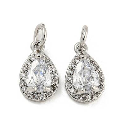 Brass Micro Pave Clear Cubic Zirconia Charms