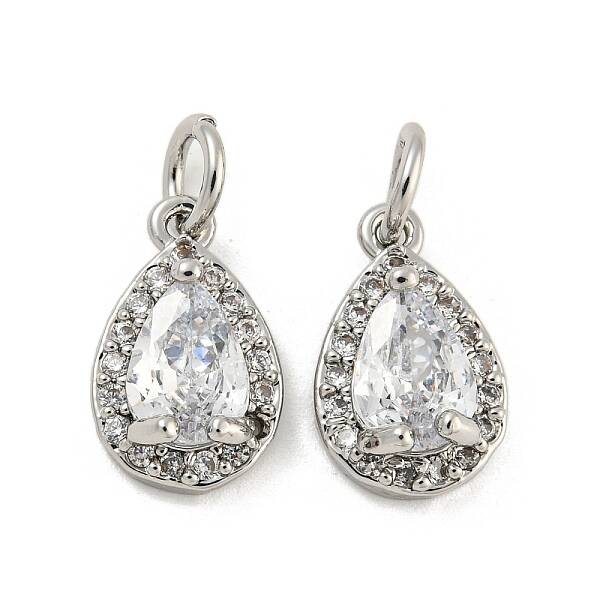 Brass Micro Pave Clear Cubic Zirconia Charms