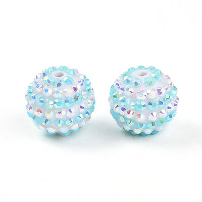 Stripe Pattern Resin AB Rhinestone Round Beads