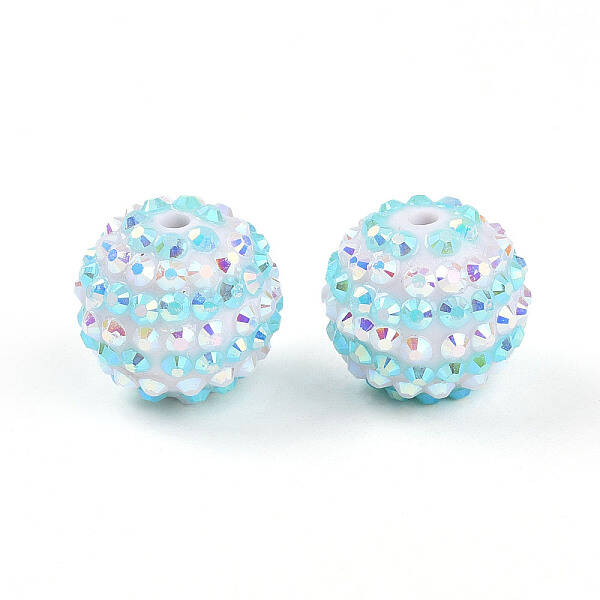 Stripe Pattern Resin AB Rhinestone Round Beads