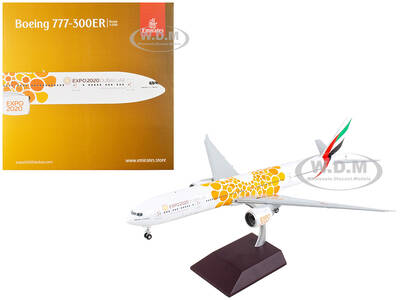 Boeing 777-300ER Commercial Aircraft Emirates Airlines - Dubai Expo 2020 White with Orange Graphics Gemini 200 Series 1/200 D...