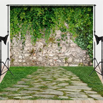 Aperturee Stone Wall Greenery Floor Spring Combo Set Backdrop, 7 x 5 ft / 7 x 5 ft, 97.4 USD, combo set backdrops, AH0B588-D,...