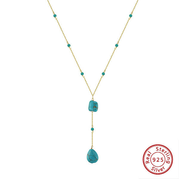 Natural Turquoise Teardrop Pendant Necklaces