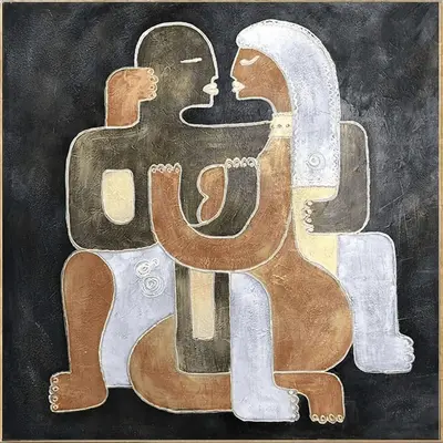 Abstract Painting Contemporary Art Abstract Human Couple Paintings On Canvas Original Sexy Painting | LOVE UNITY