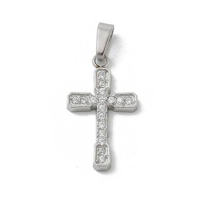 Ion Plating(IP) 304 Stainless Steel Micro Pave Cubic Zirconia Pendants