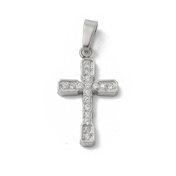 Ion Plating(IP) 304 Stainless Steel Micro Pave Cubic Zirconia Pendants