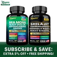 Dynamic Vitality Bundle - Zoyava Sea Moss & Shilajit Supplements - All-in-One Multivitamin Combo with Extra Strength Ingredie...
