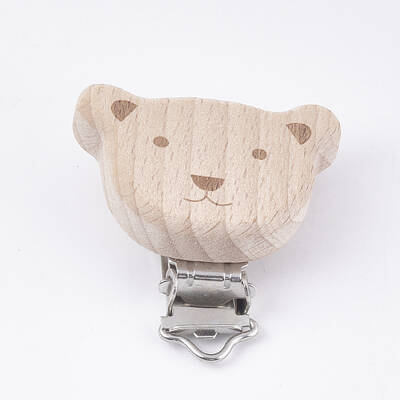Beech Wood Baby Pacifier Holder Clips
