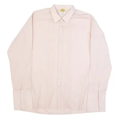 M CLUB Mens Formal Shirt Pink 90s Long Sleeve L