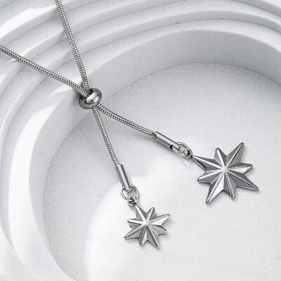 304 Stainless Steel Star Lariat Slider Necklaces