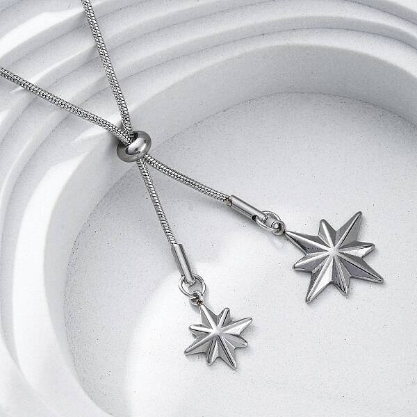 304 Stainless Steel Star Lariat Slider Necklaces