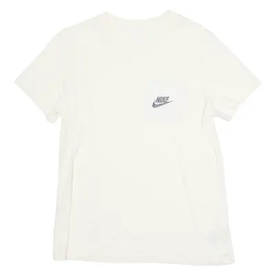 NIKE Womens T-Shirt Cream Crew Neck M