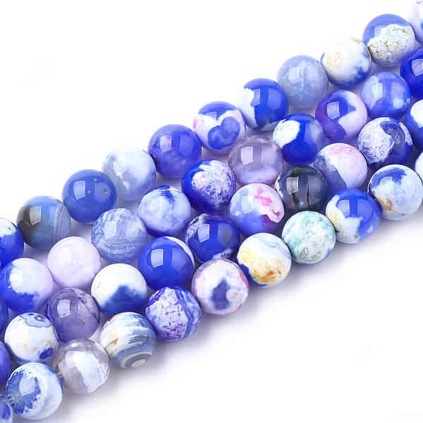 Natural Fire Crackle Agate Beads Strands