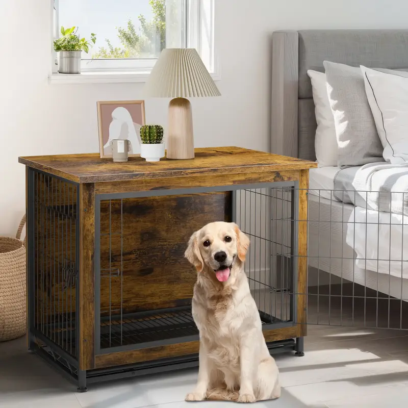 Walsunny Wooden Dog Crate Cat Crate Furniture, Visible Double Doors Cage, Pet Bed for Dog and Cat Use, High-Density Fiberboar...