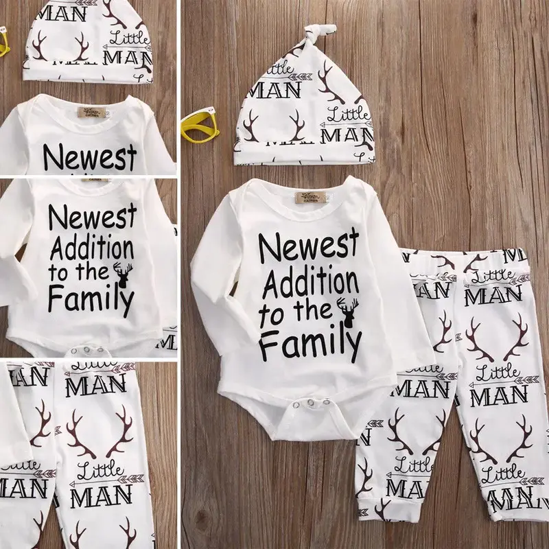 y First Christmas Baby Boy Girl Outfits Newborn Long Sleeve Romper Bodysuit Pants Hat 1St Christmas Clothes Set