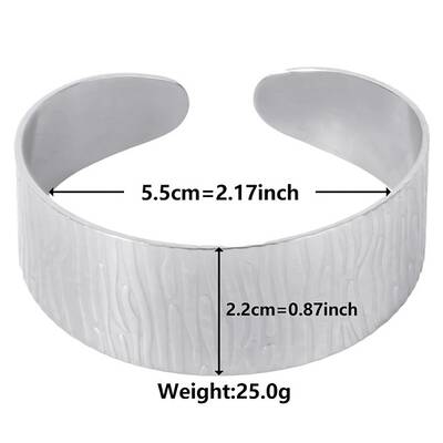 Non-Tarnish Stylish European and American Texture 304 Stainless Steel Cuff Bangles for Women