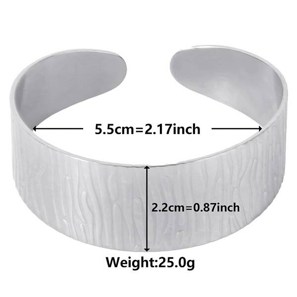 Non-Tarnish Stylish European and American Texture 304 Stainless Steel Cuff Bangles for Women