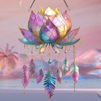 2D Lotus Design Hanging Decoration, Creative Dream Catcher, Double Sided Acrylic Hanging Ornament, Garden Balcony Creative De...