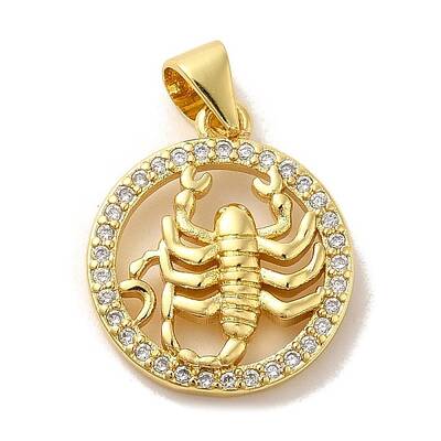Zodiac Theme Brass Micro Pave Cubic Zirconia Pendants