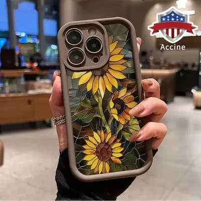 Artistic Sunflower Pattern Phone Case for iPhone 17 16 15 14 Pro Max 13 12 11 XR XS Plus Air Shockproof Non Slip Military-Gra...