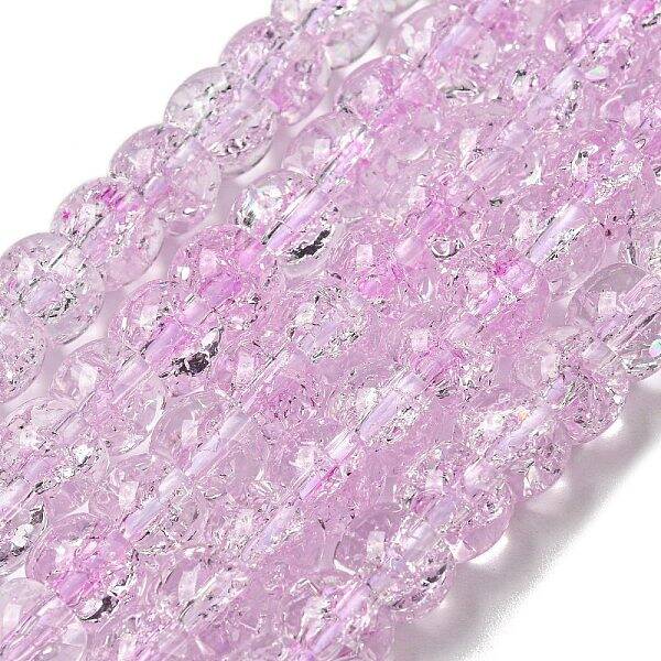 Transparent Spray Painting Crackle Glass Beads Strands