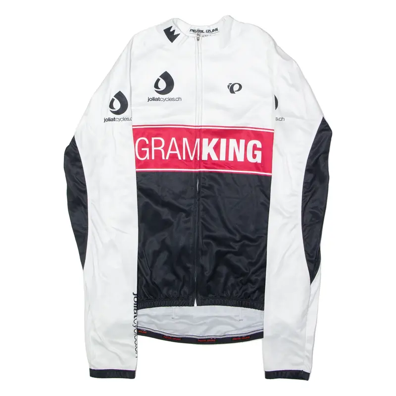 PEARL IZUMI Full Zip Cycling Mens Jersey White Long Sleeve High Neck XL
