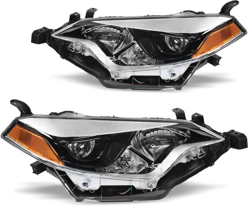 YITAMOTOR® Headlight Assembly Compatible with 2014 2015 2016 Toyota Corolla Replacement Headlamp Chrome Housing Left and Rig...