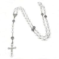 【Must be】Crystal Bead Catholic Rosary Necklace Cross Pendant Choker Religious Necklaces Long Chain Prayer Charm Jewelry G...