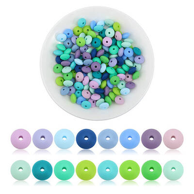 160Pcs 16 Colors Rondelle Food Grade Eco-Friendly Silicone Abacus Beads