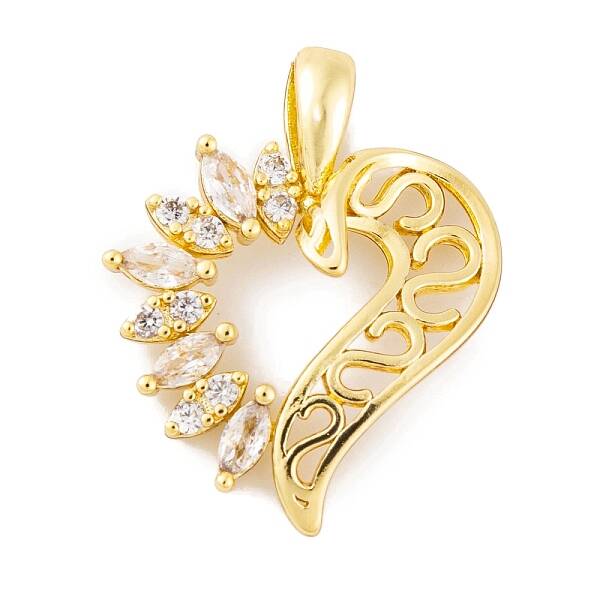 Rack Plating Brass Micro Pave Clear Cubic Zirconia Pendants