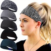 5PCS Workout Headband for Women, Sports Running Headband for Exercise, Wide Headbands for Women, Gym Hairband Athletic Thick ...