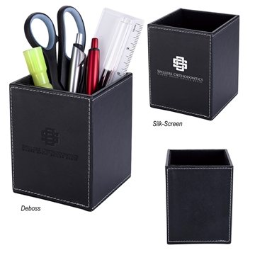 25 Promotional Executive Pen & Pencil Cup - Leatherette & Velvet ...