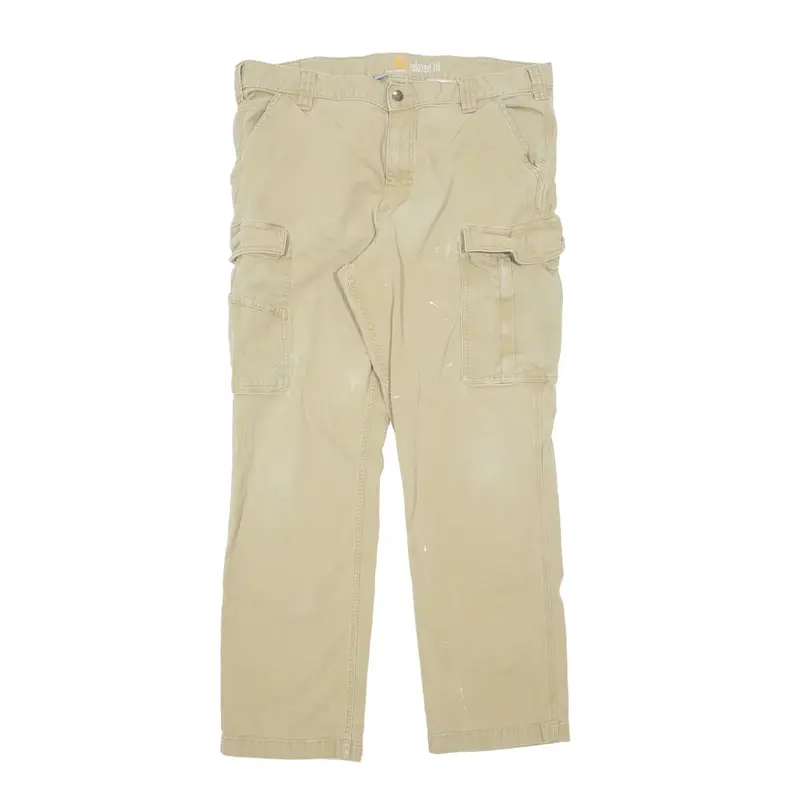 CARHARTT Workwear Cargo Trousers Beige Relaxed Straight Mens W38 L29