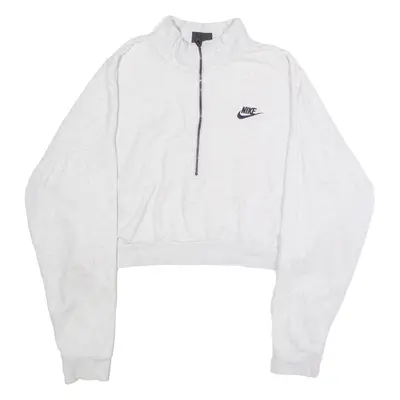 NIKE Cropped Womens Sweatshirt Grey 1/4 Zip L