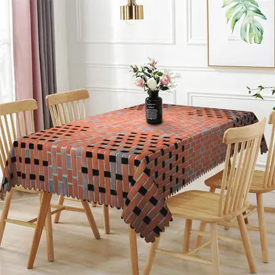 Rustic Red And Black Brick Wall Pattern Tablecloth - Aperturee