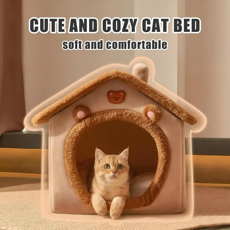 Modern Cat Houses and Condos - 1 removable and washable pet bed, soft and cozy kitten and puppy den nests, no complicated ass...
