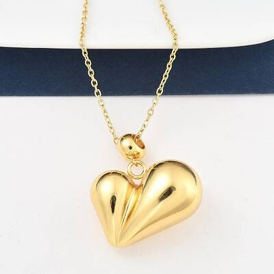 201 Stainless Steel Love Heart Pendant Necklaces for Women