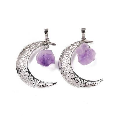 Natural Amethyst Nuggets Pendants