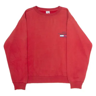 HILFIGER DENIM Mens Sweatshirt Red Crew Neck 90s L