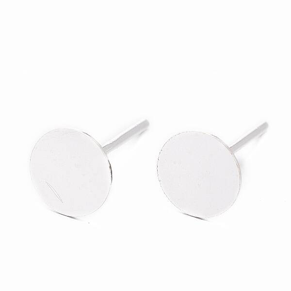 925 Sterling Silver Round Flat Pad Stud Earring Findings