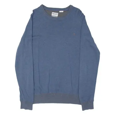TIMBERLAND Mens Jumper Blue Tight Knit Wool L