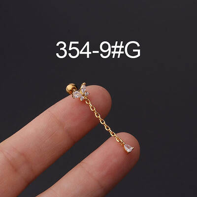 316L Stainless Steel Micro Pave Cubic Zirconia Cartilage Earrings