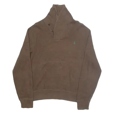POLO RALPH LAUREN Mens Jumper Brown Tight Knit M