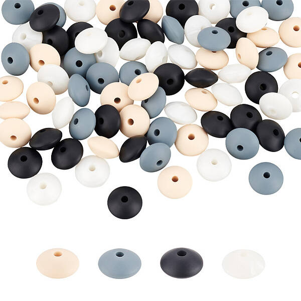 80Pcs 4 Colors Food Grade Eco-Friendly Silicone Beads